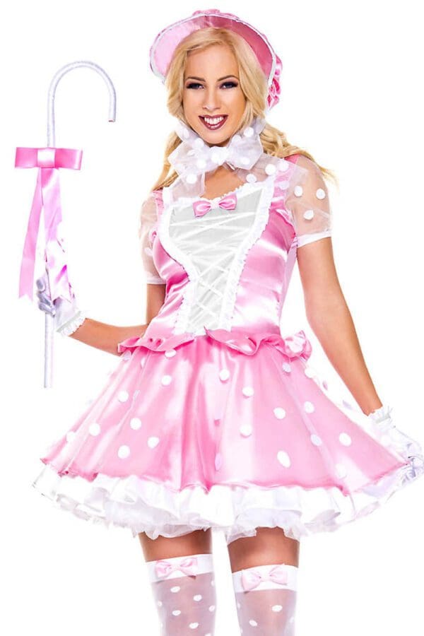 5 PC. Ladies Little Bo Peep Pink Dress Costume Set