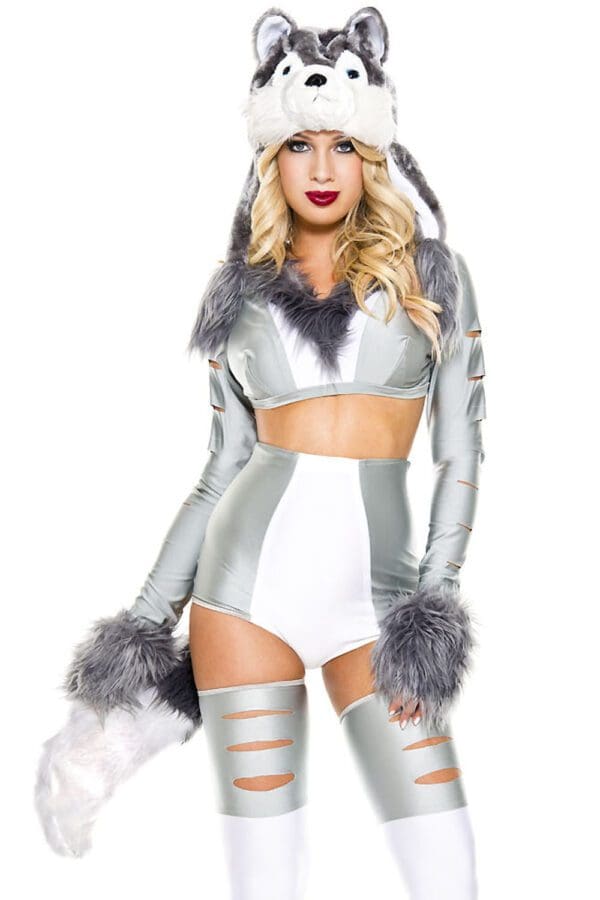 6 PC. Ladies Wild Wolf Woman Costume Set