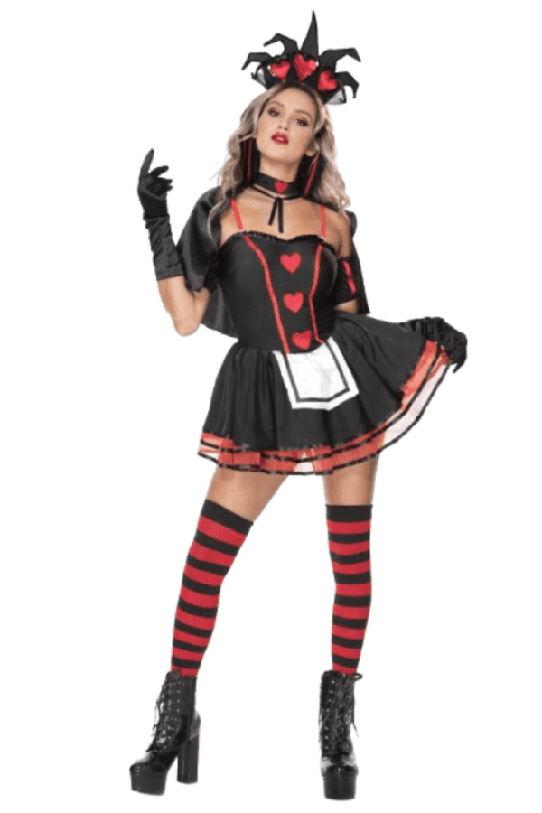 6 PC. Ladies Dark Queen of Hearts Costume Set - Image 2