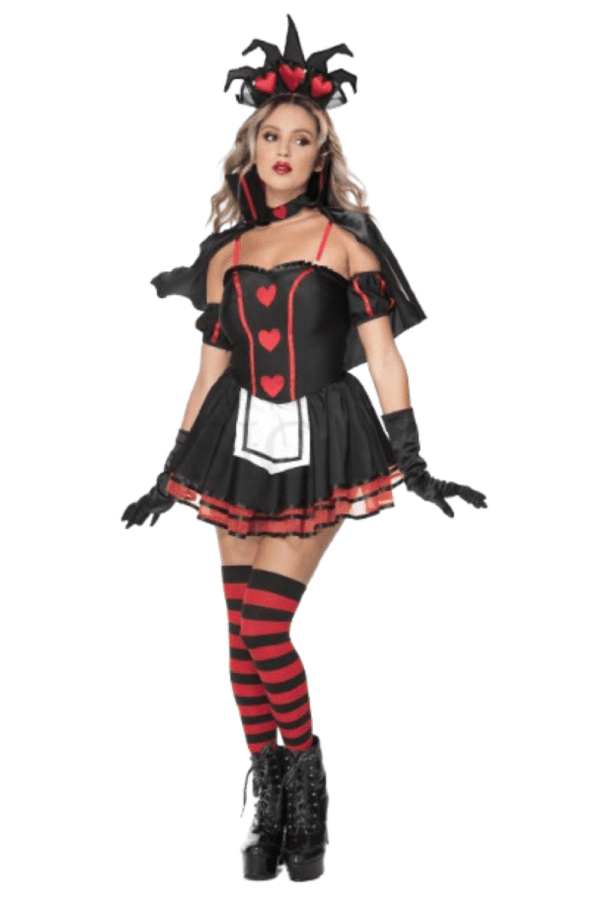 6 PC. Ladies Dark Queen of Hearts Costume Set