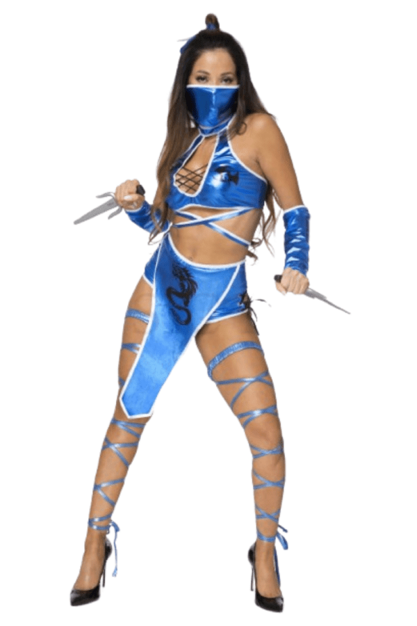 6 PC. Ladies BLUE NINJA ASSASSIN Costume Set