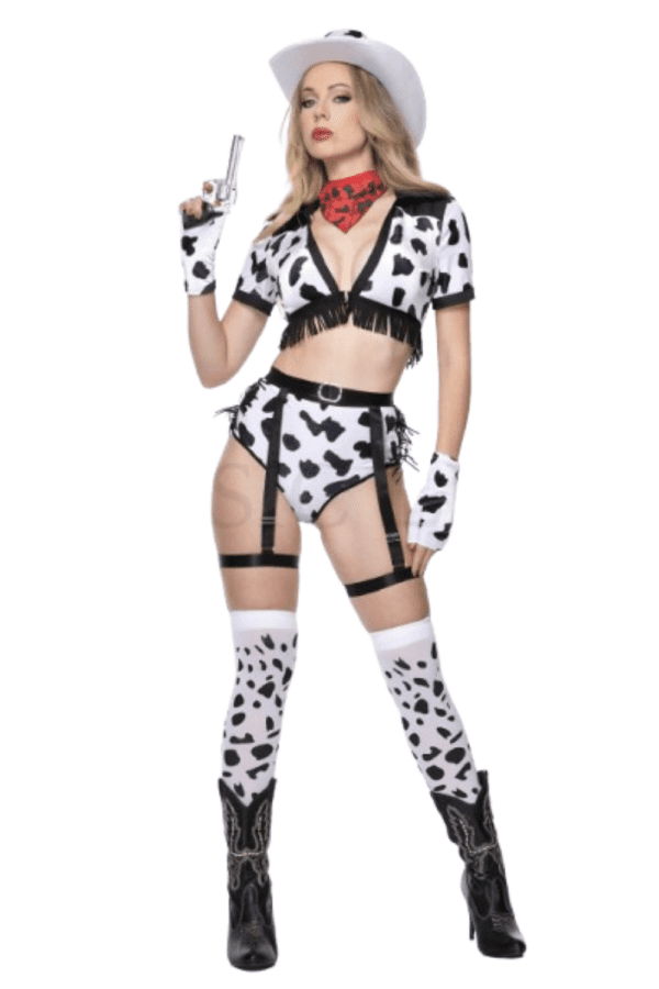 7 PC. Ladies Dalmatian Cow Girl Costume Set