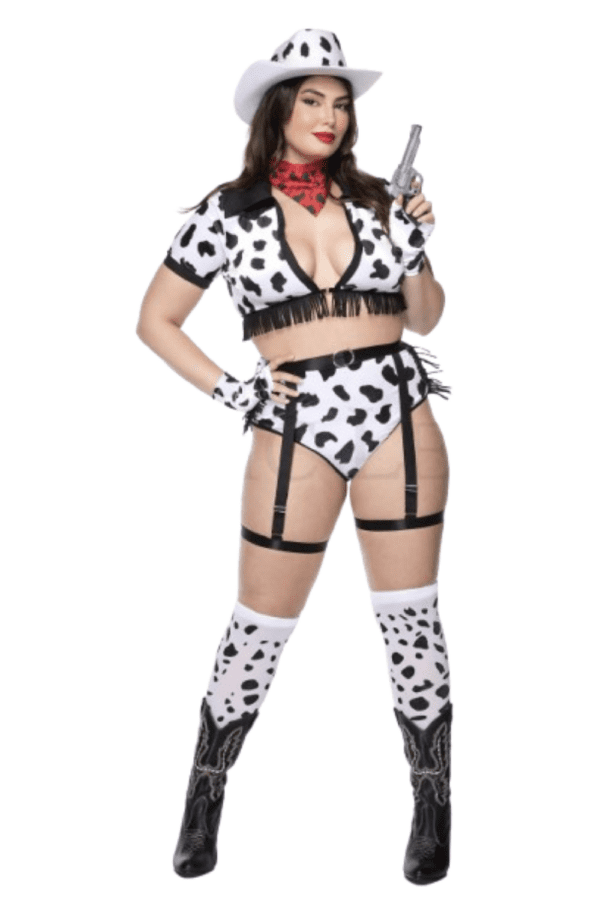 7 PC. Ladies Dalmatian Cow Girl Costume Set - Image 4