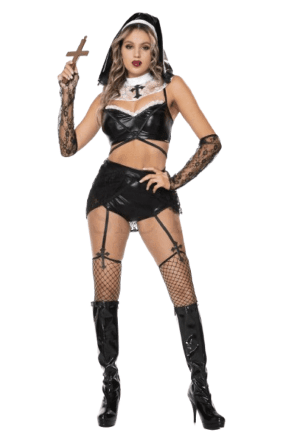 6 PC. Ladies Naughty Nun Costume Set