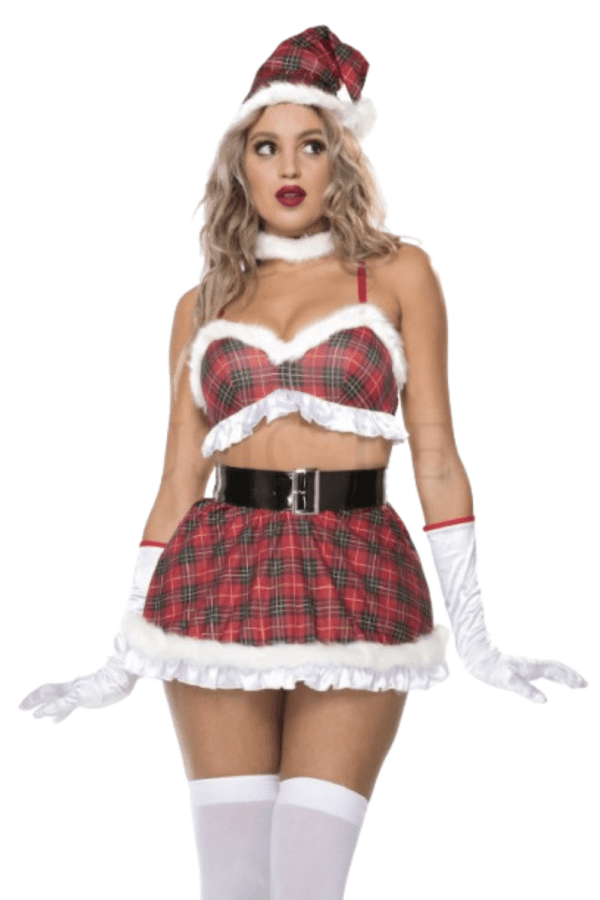 6 PC. Ladies School Girl Santa Costume Set