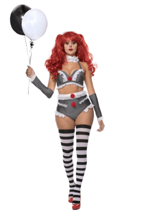 4 PC. Ladies Sexy Killer Clown Costume Set