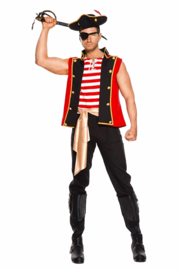 6 PC. Men Plunderous Pirate  Costume Set